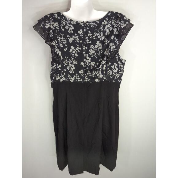 Alyx Womens Floral Flutter Short Sleeve Sheath Dress Black Size‎ 14 NWT Modest - Picture 4 of 8